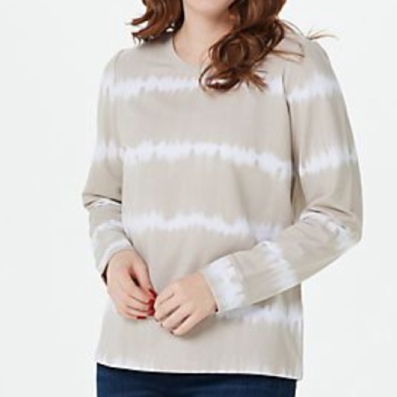 Denim&Co Tops - Denim & Co. Tie-Dye French Terry Long-Sleeve Sweatshirt